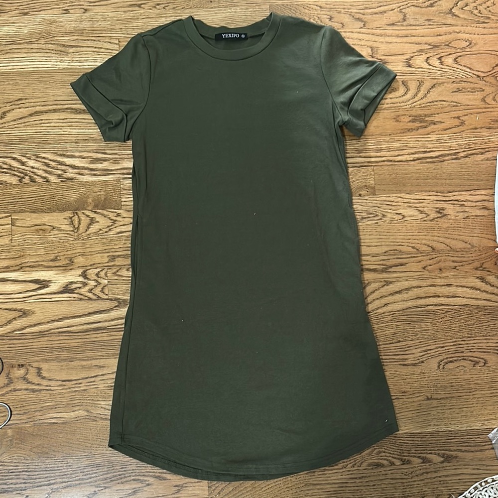 Source Unknown Olive Green Mini Dress with pockets